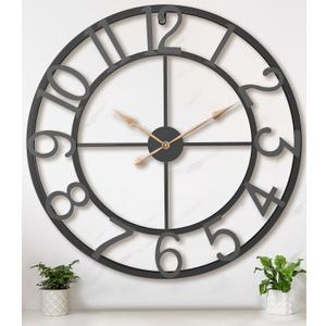 36 Inch Extra Oversized Large Giant Modern Decorative Wall Clock,Vintage Industrial Farmhouse Black Metal Big Arabic Numerals Large Clocks for Living Room Decor,Entrance Fireplace,Dining Room
