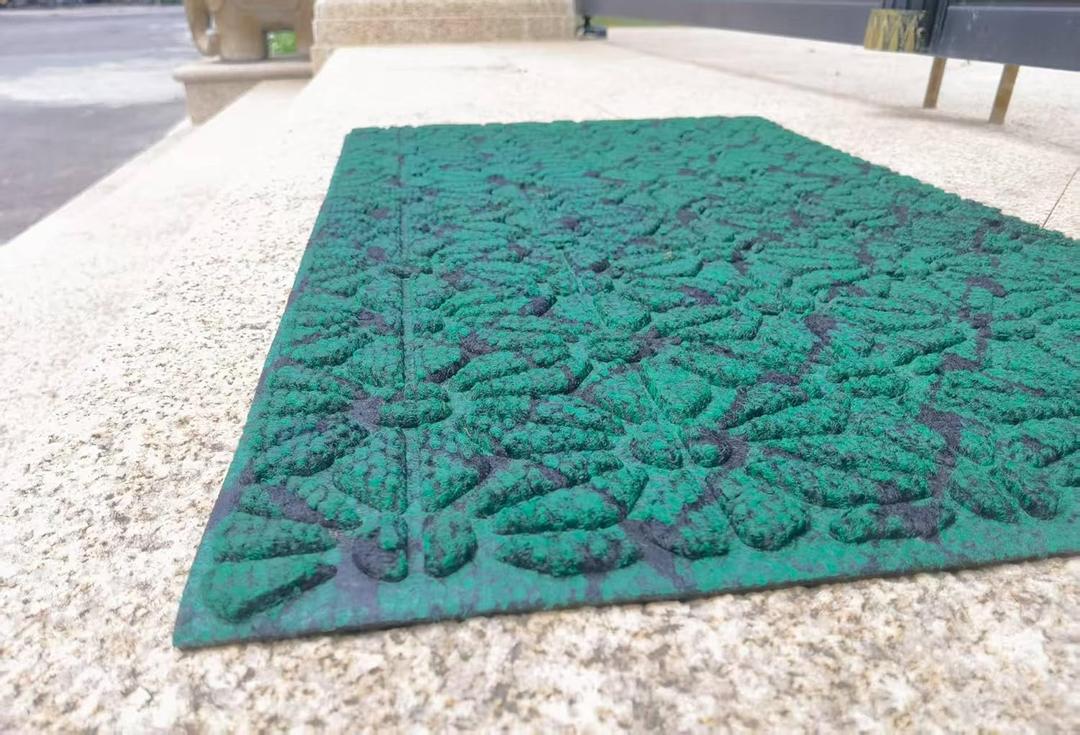 Embossed Doormat Anti Slip Outdoor Carpet, Multi Color Welcome mat, Size 43  73cm, PVC Bottom Surface (Green)
