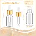 100 Pcs Mini Glass Oil Dropper Bottle Bulk, Clear Essential Small Empty Bottles Sample Containers Perfume Liquid Vials with Cap for Traveling (10 ml,Gold)