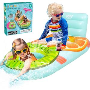Kids Pool Float with Water Gun,Inflatable Pool Floatie Toys,Space Travel Design with Rocket Spaceman Planet Star,Swimming Beach Party Raft,Summer Fun Ride-On Floaties,Battle Games for Boys Aged 3-8