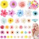 36 Pack Flower Hair Clips Rose Hair Accessories for Women Boho Bride Flower Claw Clip Side Hair Clip Hairpin Brooch Pin Headpiece for Girls Wedding (Colorful Series)