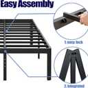 Hunlostten 18in High Queen Bed Frame No Box Spring Needed, Heavy Duty Metal Platform Bed Frame Queen Size with Round Corners, Easy Assembly, Noise Free, Black