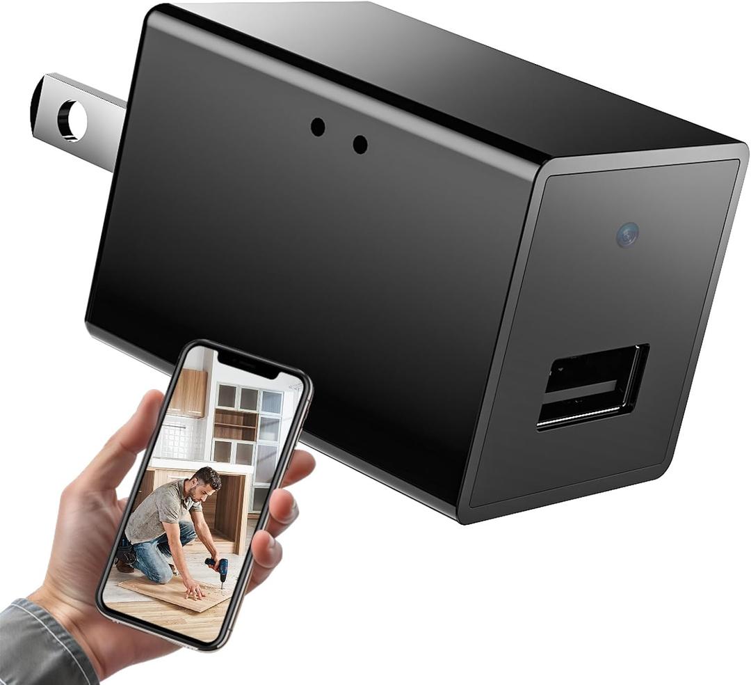 1080P HD WiFi Wireless Camera Charge for Home with App Control & Motion Detection,Indoor Security Camera with USB Phone Charge, Night Vision & Loop Recording for Office,Garage,Shop,Pet