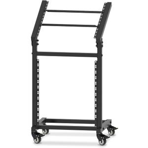 12U DJ Mixer Stand Rack Mount Rolling Stand Stage Cart Adjustable Rack Mount for Music Studio Booth Pro Audio Recording Cabinet Stage Equipment