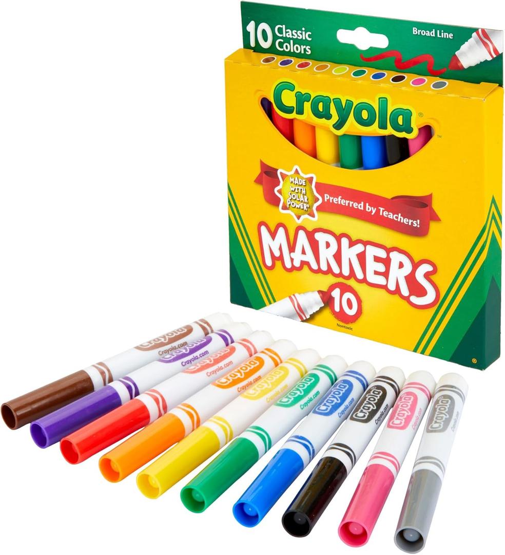 4 x Crayola Broad Line Markers, Classic Colors 10 Each, 10 Count (Pack of 1)
