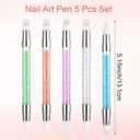 5 Pcs Nail Art Sculpture Pen, Dual Tipped Silicone Nail Tools Rhinestone Nail Art Pens Silicone Nail Brush for Design Shaping Drawing Dotting Sculpting Tool