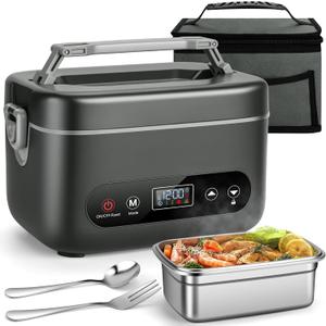 THZDMI 1.2L Cordless Electric Lunch Box  20000mAh Rechargeable Portable Food Warmer with 5-Sided Heating, Auto Temperature Control, Leakproof & BPA-Free  Perfect for Office, Truck, Outdoors Black