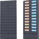 OSKIE Professional Wall-Mount Job Ticket Rack, Document Organizer 11 or 22 adjustable Slots, Powder Grey-Bule, 31.5 x 15.5 x 2 inches