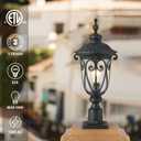 Matte Black Outdoor Post Lights with Pier Mount, 24 Inch High Exterior Lamp Post Lantern with Clear Seeded Glass, Outside Aluminum Pole Lantern for Yard, Pathway, Garden