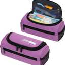 ECHSRT Jumbo Pencil Case Organizer for Men Women, Extra Large Capacity Pencil Pouch, Sturdy Portable Storage Bag for Office Travel Supplies - Purple
