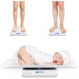 MomMed Baby Scale, Multi-Function Toddler Scale, Baby Scale Digital, Pet Scale, Infant Scale with Hold Function, Blue Backlight, Weight and Height Track 