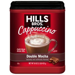 Hills Bros Instant Double Mocha Cappuccino Mix, Easy to Use, Enjoy Coffeehouse Flavor from Home, Frothy, Rich Chocolate, Brown, 16 Oz, BB Date 04/09/2027