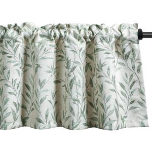 VOGOL Valances for Living Room, Green Leaf Print Small Window Valances for Kitchen Farmhouse Top Pocket 12 Inches Long, One Panel, 52"x12"