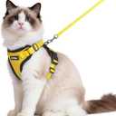 rabbitgoo Cat Harness and Leash for Walking, Escape Proof Soft Adjustable Vest Harnesses for Cats, Easy Control Breathable Reflective Strips Jacket, Yellow, M