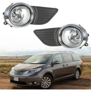 2Pcs Fog Lights Assembly Replacement for 2011-2017 Sienna Clear Lens with Front Bumper Bezel Wires Switch Bulbs Left+Right Side (Passenger & Driver Side)