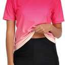 Halcurt Women's Built in Bra Rash Guard UPF 50 Two Piece Swimsuit Shirt and Board Shorts.L