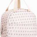 Insulated Lunch Bag for Women Men Adults, Quilted Lunch Tote Bag, Floral Women Lunch Tote with Front Pocket Lunch Box Container Cooler Bag for Work Picnic