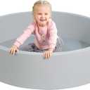 TRENDBOX Extra Large Soft Foam Ball Pit 51.2" x 11.8" (NO Balls) in Large Sponge Round Ball Pool Indoor Round Ball Pits Children Toddler Playpen - Light Gray (130CM)