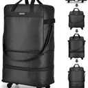 Hanke Suitcases with Wheels Expandable Foldable Luggage Bag Suitcase Collapsible Rolling Travel Bag Duffel Bag for Men Women Lightweight Suitcases without Telescoping Handle, Black (Black Upgrade Version)
