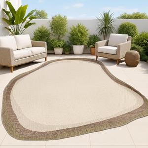 JONATHAN Y Rustic Abstract Indoor Outdoor Area Rug 4X6 Beige/Brown, Wyatt Modern for Backyard, Patio, Porch, Easy-Cleaning, High Traffic, Pet-Friendly, Non-Shedding (SHP200B-4)
