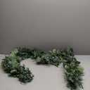 Winlyn 5.9' Long Faux Silver Dollar Eucalyptus Leaves Greenery Artificial Garland in Grey Green for Wedding Arch Swag Backdrop Doorways Table Runner Indoor Outdoor