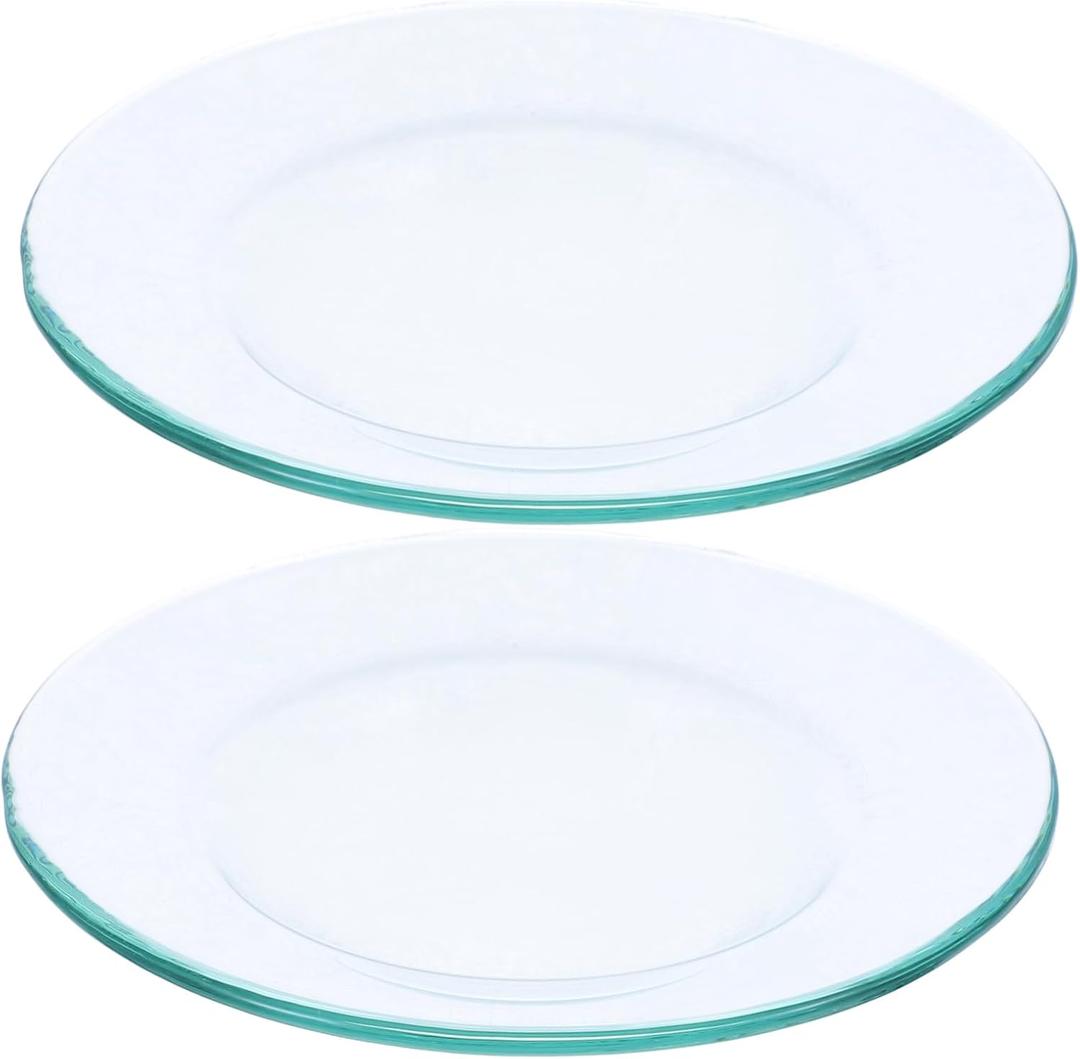 HOMSFOU Wax Heater Liner 2 Pcs Replacement Oil Warmer Dish Wax Melt Warmer Liner Dish Round Glass Dish Candle Wamer Bowl Plate Wax Tray for Electric Lamps Oil and Tart Warmers