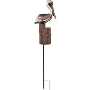 Sunset Vista Design Garden Stakes - Coastal Birds Metal Art for Yard or Patio Lawn Stake, 36-Inch, Brown Pelican