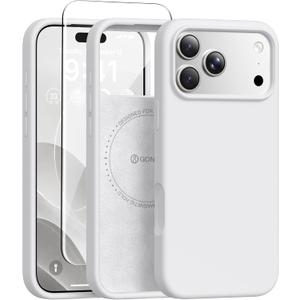 GONEZ Magnetic for iPhone 17 Pro Case, Silicone Cover Light Gray