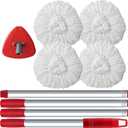 3 Pack Spin Mop Replacement Head Compatible with O-Cedar EasyWring 1 Tank, 30-58" Mop Handle Base and Microfiber Head Refills, Easy-to-Replace (White,1 Tank)