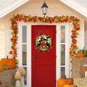 Autumn Wreath,12 Inch Crow and Scarecrow Fall Wreaths for Front Door,Wood Hanging Sign Halloween Door Decorations Autumn Hanging Wall Decor for Farmhouse Home Indoor Outdoor Party Supplies (Styl 7)