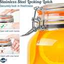 2 Packs 1 Gallon Glass Jars with Airtight Lids, Wide Mouth Mason Jars with Clip Top & Stainless Steel Handle & Silicone Base, Glass Storage Containers for Kitchen Storage, Pickling-Dual Scale