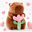 Flower Capybara Plush for Valentines Day Gifts for Her, Cute Capibara Plushies Toy,Kawaii Soft Stuffed Animal Capybara, Stuffed Toys Gifts for Birthday Party Girls Kids Adults (9in)