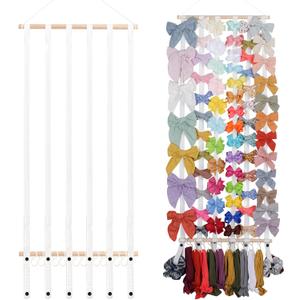 OAOLEER Hair Bow Holder Organizer for Girls,Hair Clips Headband Organizer Storage Wall Hanging Home Decor for Girls Room (1Pcs White 35Inch) OAOLEER Hair Bow Holder Organizer for Girls,Hair Clips Headband Organizer Storage Wall Hanging Home Decor for Girls Room (1Pcs White 35Inch)