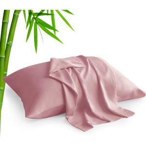 BEDELITE Pillow Cases Standard Size Set of 2, Rayon Derived from Bamboo, Cooling Pillow Cases for Hot Sleepers & Night Sweats, Breathable and Silky Soft Envelope Pillowcases(Rose Pink, 20"x26")