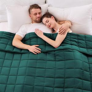 King Size Weighted Blanket for Adults (30 lbs, 80 x 87, Dark Green) Cooling Heavy Blanket for Sleeping Perfect for 290-310 lbs, Breathable Blanket for Adults & Couple All Season, Machine Washable
