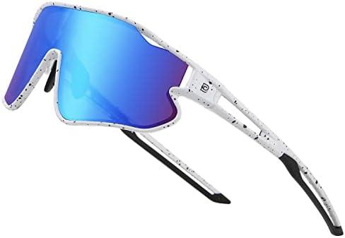 DUCO Kids Sunglasses Youth Baseball Sun Glasses Lightweight TR90 Frame UV400 Sports Cycling Shades for Boys Girls DK268, 01-white Black Frame Black Temple Revo Blue Lens