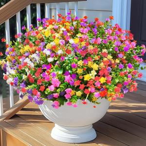 BLEUM CADE Artificial Flowers for Outdoors, 12 Bundles Fake Flowers Outdoor, UV Resistant Artificial Plants for Decoration, Faux Flowers for Outside Garden Porch Patio Decor