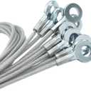 1/8"(3mm) Wire Diam Galvanized Steel Cable Eyelets Ended Short Rope Lanyard Safety Tether Chain Lock with Vinyl Coated Cover, 10 Pcs Clear 6"/15cm Length