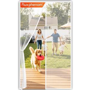Flux Phenom Magnetic Screen Door - Bugs Out, Breeze in - 9min Install Auto-Sealing Heavy Duty Double Stitched Mesh, 52 Magnets, Hands Free Sliding & Patio Doors Net, Pet & Kid Friendly, 30 x 80 Inch, 
White