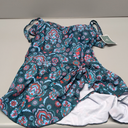 Eomenie One Piece Swimdress Swimsuits for Women Tummy Control Swim Dresses Skirt Bathing Suit Deep Green Floral Print M