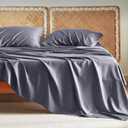 Bedsure California King Sheet Sets, Cooling Sheets, Rayon Derived from Bamboo, Breathable & Soft, Deep Pocket Up to 16 Inches, Hotel Luxury Silky Bedding for Hot Sleepers, Dark Grey