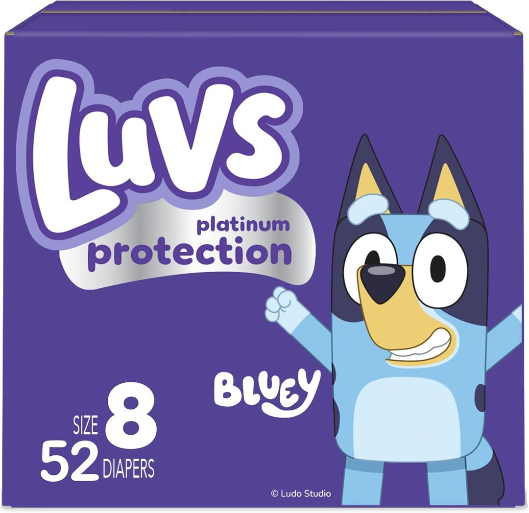 Luvs Platinum Protection Baby Diapers, Size 8, 52 Count