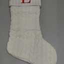 Paulmele 20 Inches Christmas Stockings with Initials,Knit Embroidered Letter White Christmas Stocking,Monogram Christmas Stocking for Famliy Holiday and Xmas Tree Fireplace (LetterL)