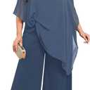 ZOMVA Plus Size Mother of the Bride Pant Suits Dressy 2 Piece Asymmetric Cape Set with Pockets Wedding Guest Outfit 3XL