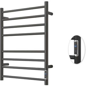 Heated Towel Racks for Bathroom, Wall Mounted Electric Towel Warmer Racks with Timer & Temperature Control, 8 Bar Stainless Steel Towel Heater for Bathroom, Matte Black, Plug-in