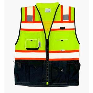 REXZUS (C Vest For Mens Black Series Safety Vest With Zipper and Utility Pockets Premium Black Series Surveyors Vest (Extra Large, Yellow/Black) XL