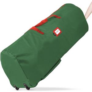 Handy Laundry Rolling Tree Storage Bag - For 9-Foot Artificial Christmas Holiday Tree. Zippered Bag, Carry Handles and Wheels for Easy Transport. Protects Against Dust, Insects, and Moisture. (GREEN)