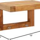 AquaTeak 12" Moa Teak Flat Wall Shelf with Hooks