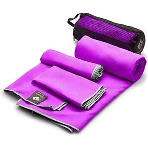 OlimpiaFit Quick Dry Towel - 3 Size Pack of Lightweight Microfiber Travel Towels w/Bag - Fast Drying Towel Set for Camping, Beach, Gym, Backpacking, Sports, Yoga & Swim Use