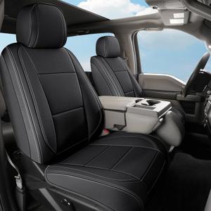 Ford F150 Seat Covers Full Set, Custom Fit 2009-2026 & F250 F350 F450 2017-2026, Waterproof Faux Leather, Wear Resistant & Easy to Clean for SuperCrew/Crew Cab (XL, XLT) Black